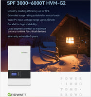 Growatt SPF_6000T_HVM-G2 offgrid inverter 5 years Warranty